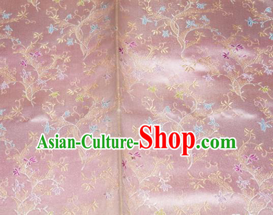 Chinese Traditional Silk Fabric Poplar Blossom Pattern Tang Suit Pink Brocade Cloth Cheongsam Material Drapery