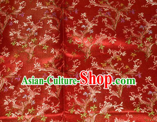 Chinese Traditional Silk Fabric Poplar Blossom Pattern Tang Suit Red Brocade Cloth Cheongsam Material Drapery