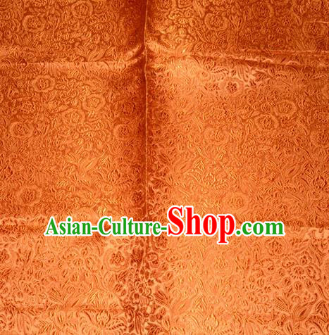 Chinese Traditional Cheongsam Orange Silk Fabric Tang Suit Brocade Classical Pattern Cloth Material Drapery