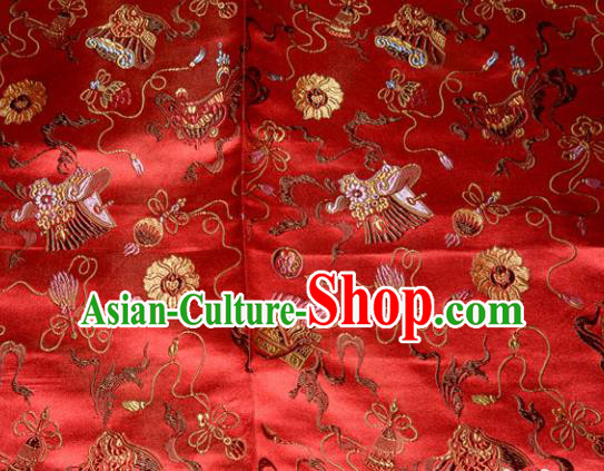 Chinese Traditional Classical Pattern Red Silk Fabric Tang Suit Brocade Cloth Cheongsam Material Drapery