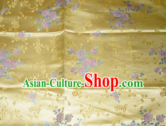 Classical Chrysanthemum Pattern Chinese Traditional Yellow Silk Fabric Tang Suit Brocade Cloth Cheongsam Material Drapery