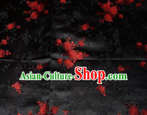 Classical Chrysanthemum Pattern Chinese Traditional Black Silk Fabric Tang Suit Brocade Cloth Cheongsam Material Drapery
