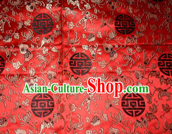 Classical Pomegranate Blossom Pattern Chinese Traditional Silk Fabric Tang Suit Red Brocade Cloth Cheongsam Material Drapery