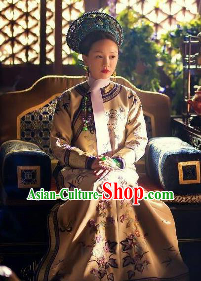 Ruyi Royal Love in the Palace Ancient Chinese Qing Dynasty Empress Embroidered Costumes and Headpiece Complete Set