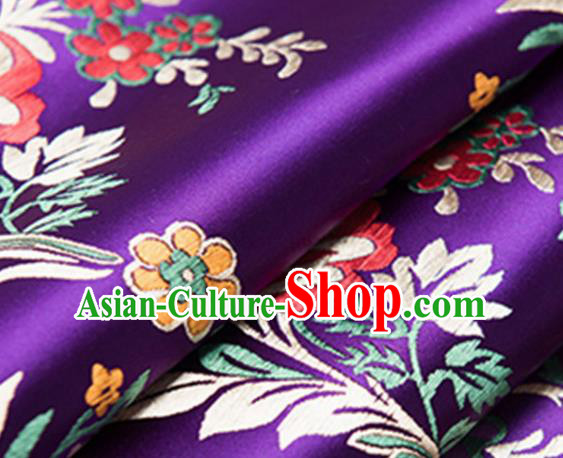 Chinese Traditional Fabric Purple Silk Fabric Begonia Pattern Tang Suit Brocade Cloth Cheongsam Material Drapery