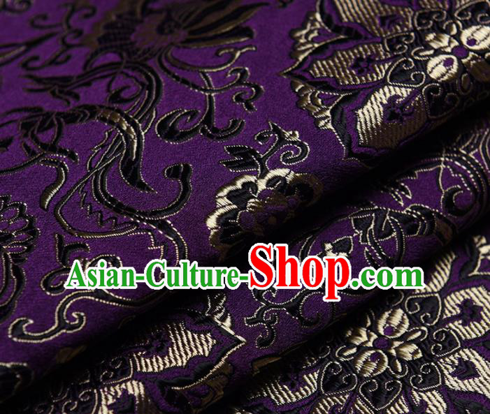Chinese Traditional Silk Fabric Tang Suit Purple Brocade Cloth Cheongsam Material Drapery