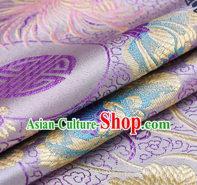Chinese Traditional Purple Brocade Fabric Chrysanthemum Pattern Tang Suit Silk Cloth Cheongsam Material Drapery