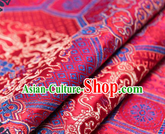 Chinese Traditional Palace Dragon Pattern Tang Suit Brocade Red Fabric Silk Cloth Cheongsam Material Drapery
