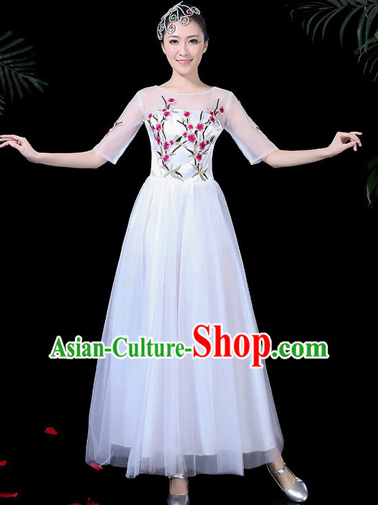 Professional Modern Dance Costume Stage Performance Chorus White Veil Dress for Women