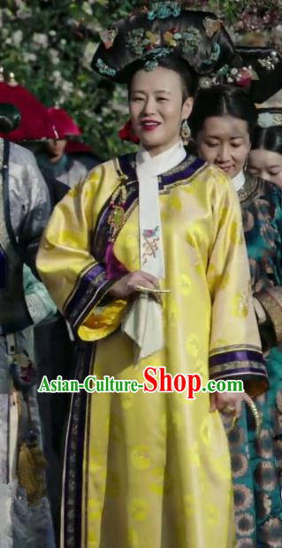Ancient Ruyi Royal Love in the Palace Chinese Qing Dynasty Empress Dowager Costumes and Headpiece Complete Set
