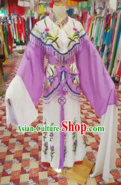 Chinese Traditional Beijing Opera Princess Embroidered Purple Dress Peking Opera Actress Costume for Adults