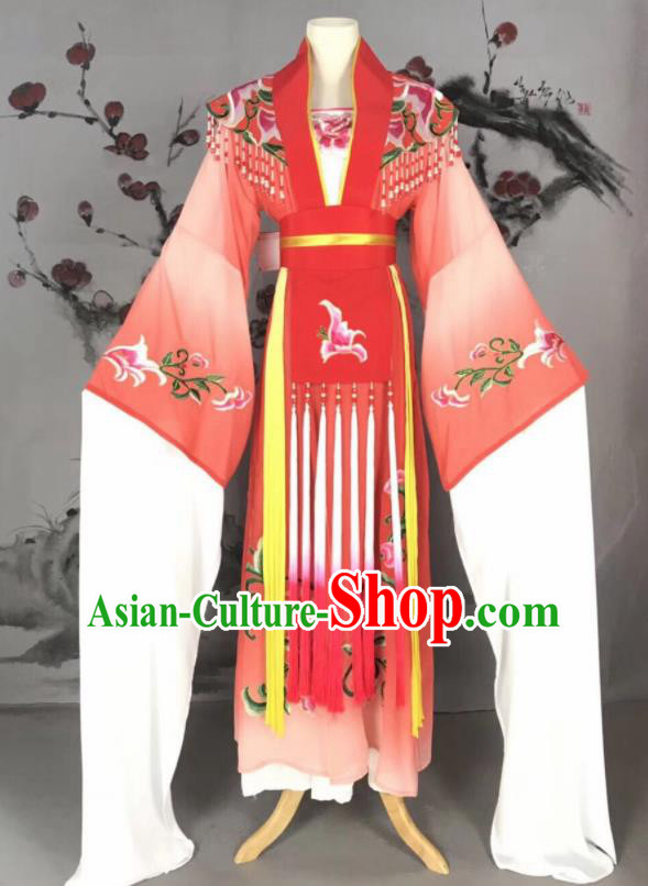 Chinese Traditional Beijing Opera Princess Red Hanfu Dress Peking Opera Diva Water Sleeve Costume for Adults