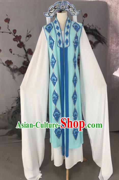 Chinese Traditional Beijing Opera Young Lady Buddhist Nun Costume and Hat for Adults