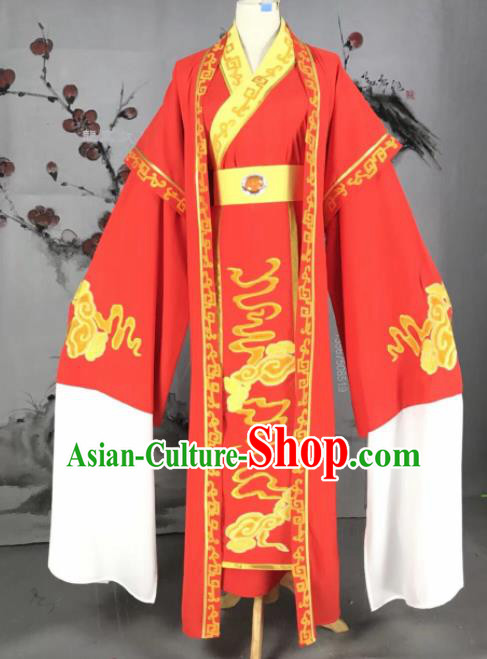 Chinese Traditional Beijing Opera Scholar Red Costume Peking Opera Niche Embroidered Robe for Adults