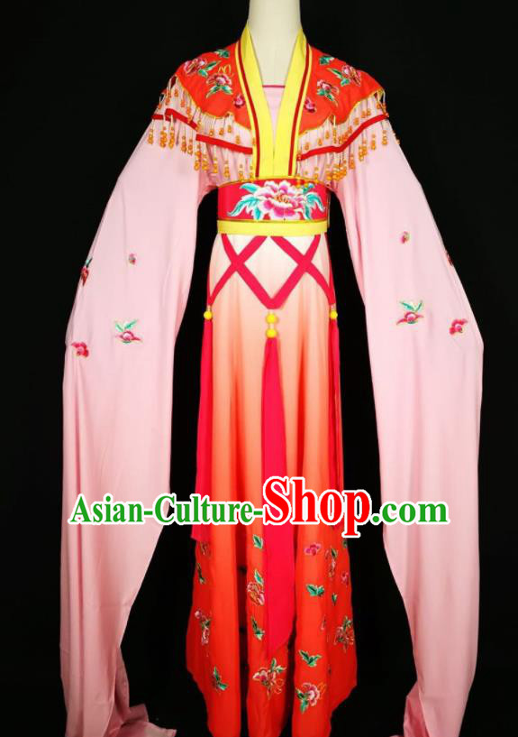 Chinese Traditional Beijing Opera Actress Costume Princess Embroidered Red Hanfu Dress for Adults