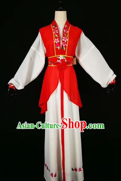 Chinese Traditional Beijing Opera Young Lady Red Dress Peking Opera Maidservants Costumes for Adults