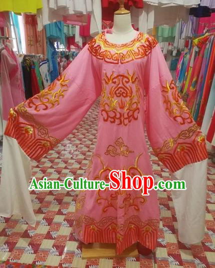 Chinese Traditional Beijing Opera Scholar Costume Peking Opera Prince Embroidered Pink Robe for Adults