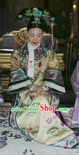 Drama Ruyi Royal Love in the Palace Chinese Ancient Qing Dynasty Palace Queen Costumes and Headpiece Complete Set