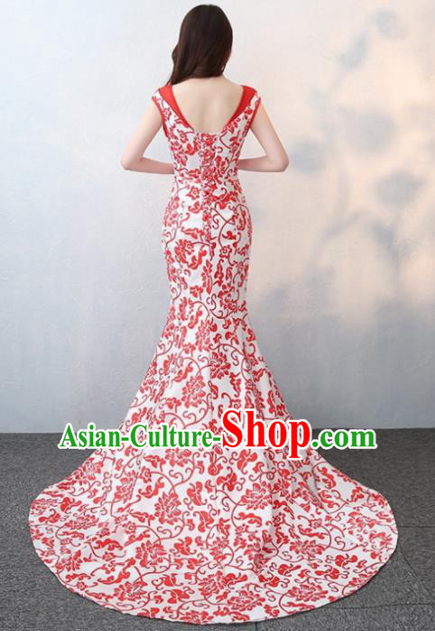 Chinese Traditional Elegant Qipao Dress Classical Costume Printing Lotus Cheongsam for Women