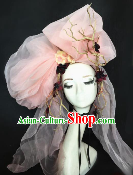 Top Halloween Stage Show Pink Veil Hair Accessories Brazilian Carnival Catwalks Headdress for Women