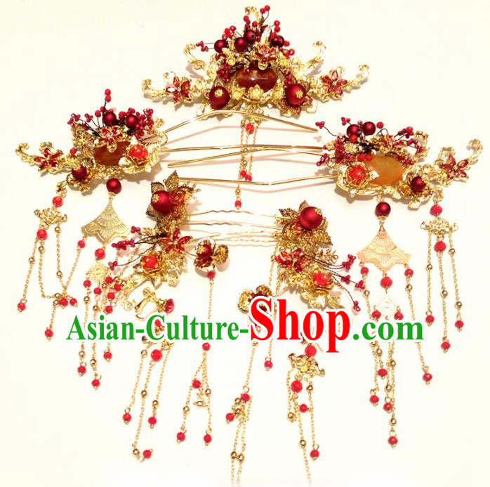 Top Chinese Traditional Wedding Hair Crown Hair Accessories Ancient Palace Hairpins Complete Set for Women