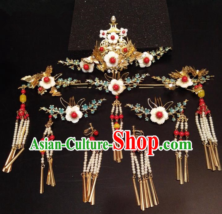 Top Chinese Ancient Traditional Hair Accessories Wedding Phoenix Coronet Hairpins Complete Set for Women