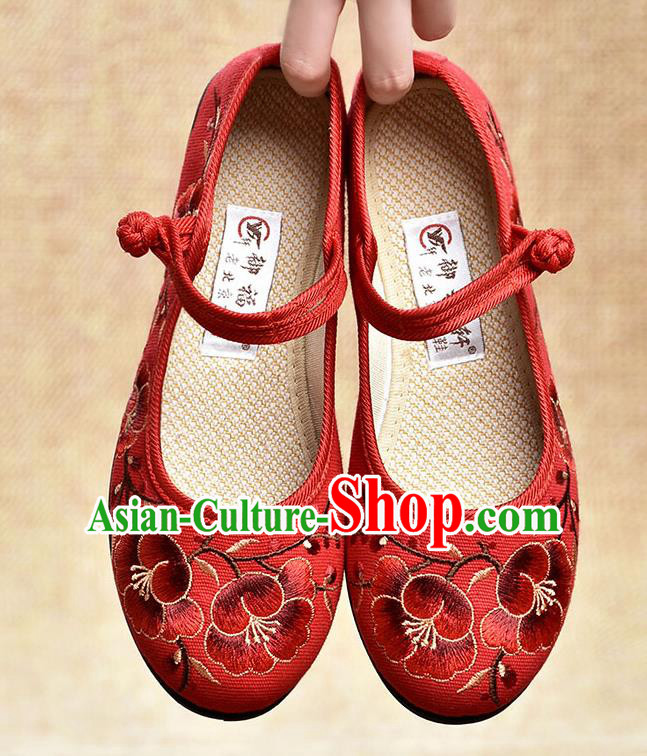 Chinese Shoes Wedding Shoes Traditional Embroidered Shoes Bride Red Shoes for Women