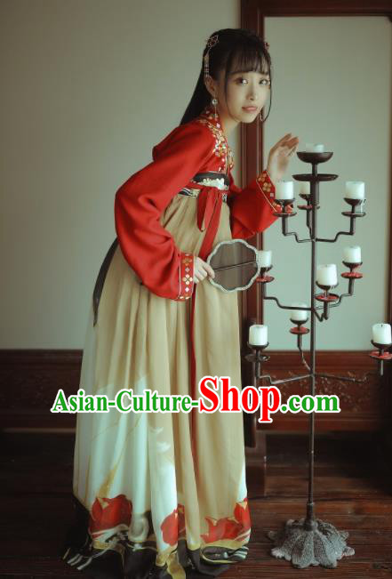 Traditional Chinese Tang Dynasty Replica Costumes Ancient Palace Princess Hanfu Dress for Women