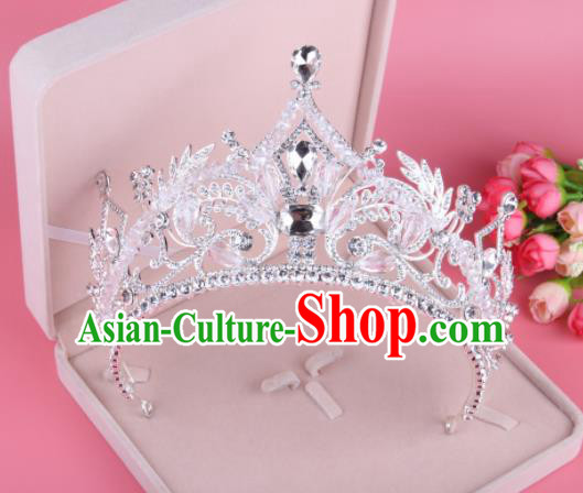 Top Grade Baroque Hair Accessories Catwalks Princess Crystal Beads Royal Crown for Women