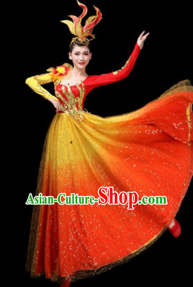 Top Grade Chorus Stage Show Costumes Group Dance Modern Dance Red Dress for Women