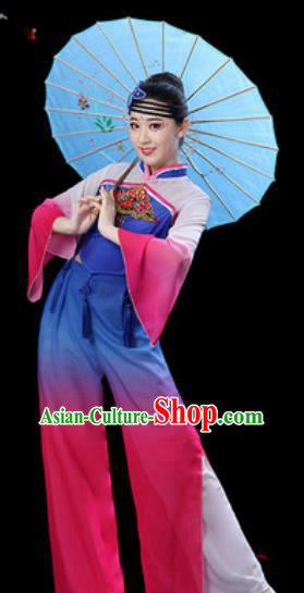 Chinese Folk Dance Yangko Dance Costumes Traditional Drum Dance Fan Dance Clothing for Women