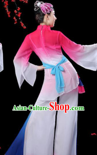 Chinese Folk Dance Yangko Dance Costumes Traditional Drum Dance Fan Dance Rosy Clothing for Women