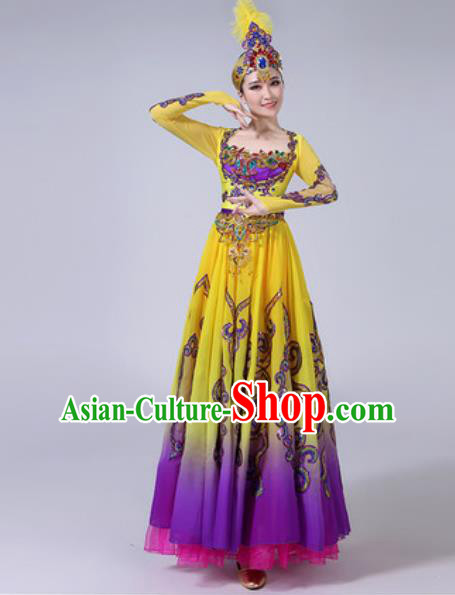 Chinese Ethnic Costumes Traditional Mongolian Nationality Folk Dance Pleated Dress for Women