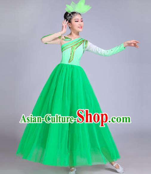 Professional Modern Dance Opening Dance Green Dress Stage Show Chorus Group Dance Costumes for Women