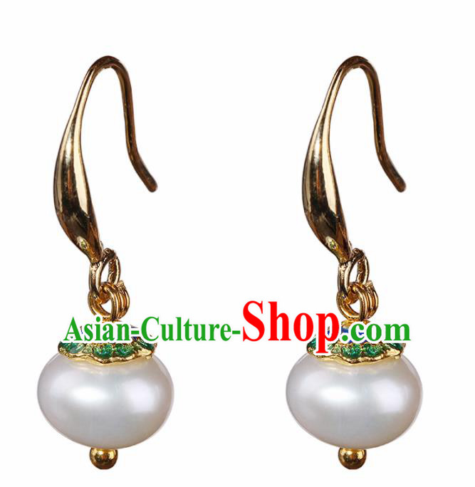 Chinese National Classical Hanfu Pearl Earrings Traditional Jewelry Accessories for Women