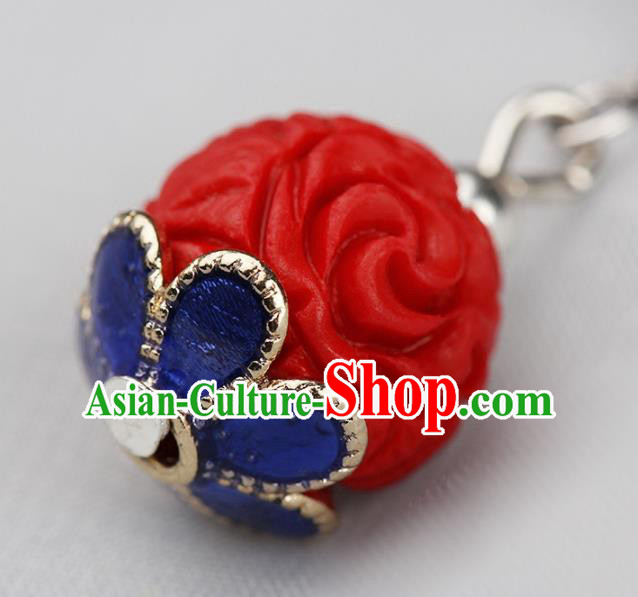 Chinese Yunnan National Classical Red Earrings Traditional Ear Jewelry Accessories for Women