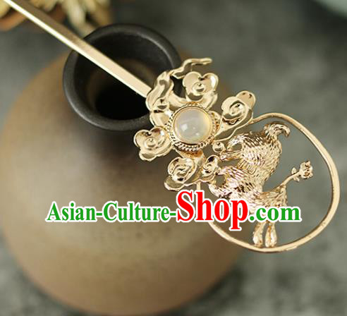 Handmade Chinese Traditional Golden Rabbit Hairpins Traditional Classical Hanfu Hair Accessories for Women