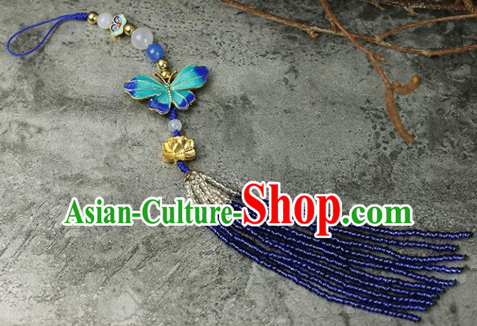 Chinese Traditional Blueing Butterfly Pendant Traditional Classical Hanfu Jewelry Accessories for Women