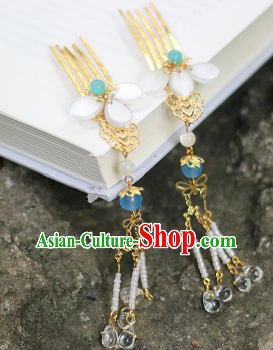Handmade Chinese Traditional Golden Hair Combs Ancient Classical Hanfu Hair Accessories for Women