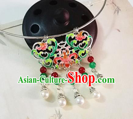 Chinese Traditional Hanfu Cloisonne Green Necklace Traditional Classical Jewelry Accessories for Women