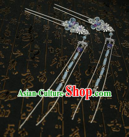 Chinese Ancient Traditional Hanfu Hairpins Tassel Step Shake Handmade Classical Hair Accessories for Women