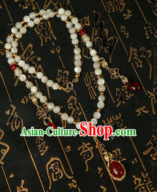 Chinese Traditional Hanfu Agate Tassel Necklace Traditional Classical Jewelry Accessories for Women