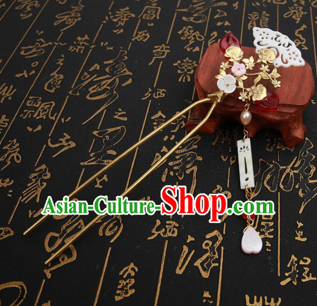 Chinese Ancient Traditional Hanfu Shell Wintersweet Hairpins Handmade Classical Hair Accessories for Women