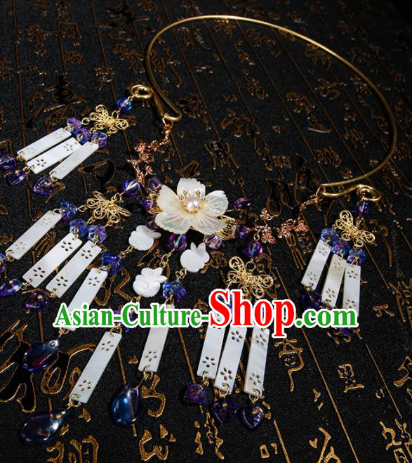 Chinese Traditional Hanfu Shell Tassel Necklace Traditional Classical Jewelry Accessories for Women