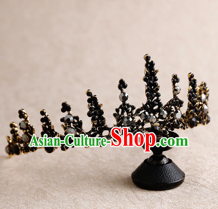 Handmade Top Grade Bride Royal Crown Hair Accessories Baroque Queen Hair Clasp for Women