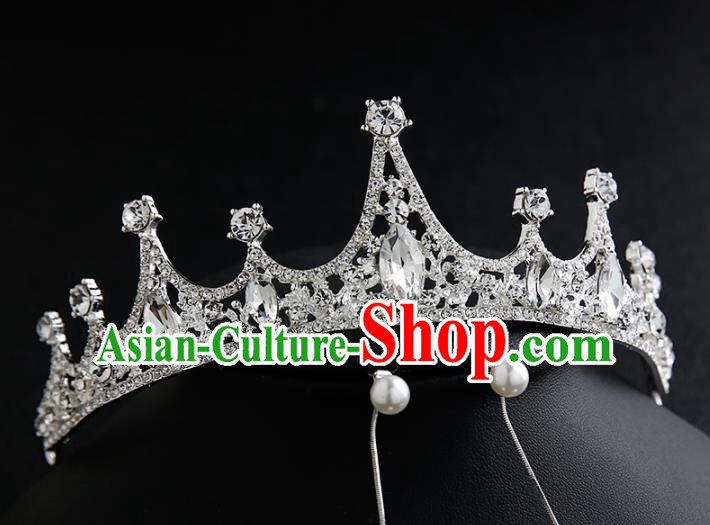 Handmade Top Grade Crystal Royal Crown Hair Accessories Baroque Princess Hair Clasp for Women