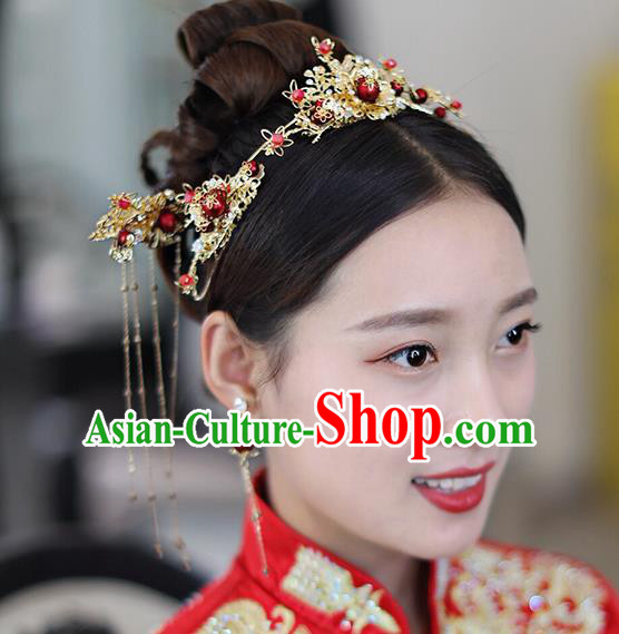 Chinese Ancient Traditional Hanfu Red Hair Clasp Hairpins Handmade Classical Hair Accessories for Women