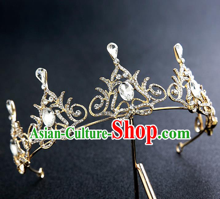 Top Grade Handmade Crystal Royal Crown Hair Accessories Baroque Princess Hair Clasp for Women