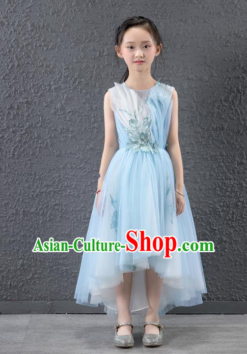 Children Stage Performance Catwalks Costume Ballroom Dance Compere Princess Full Dress for Girls Kids