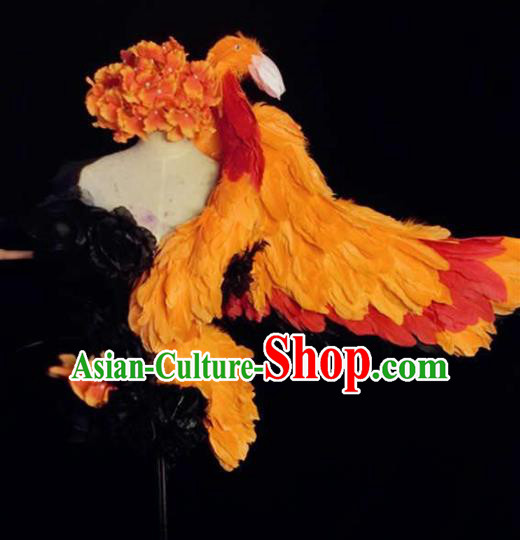 Brazilian Carnival Parade Costumes Halloween Catwalks Bird Feather Clothing and Headwear for Women